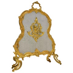 Antique French Gilt Bronze Fire Screen