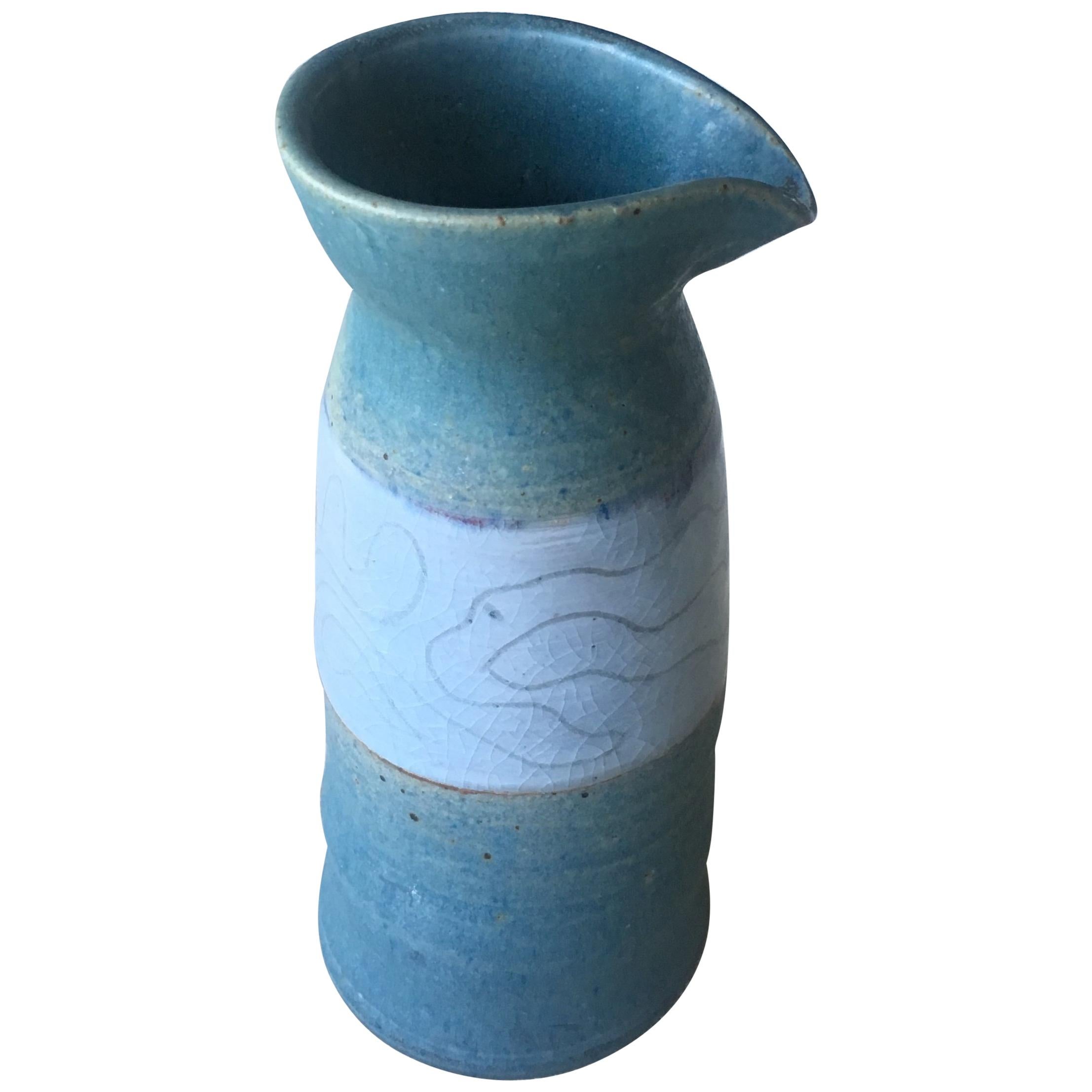 American Midcentury Studio Pottery Vase, Signed For Sale