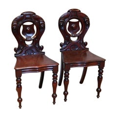 Antique Pair of Mahogany Hall Chairs