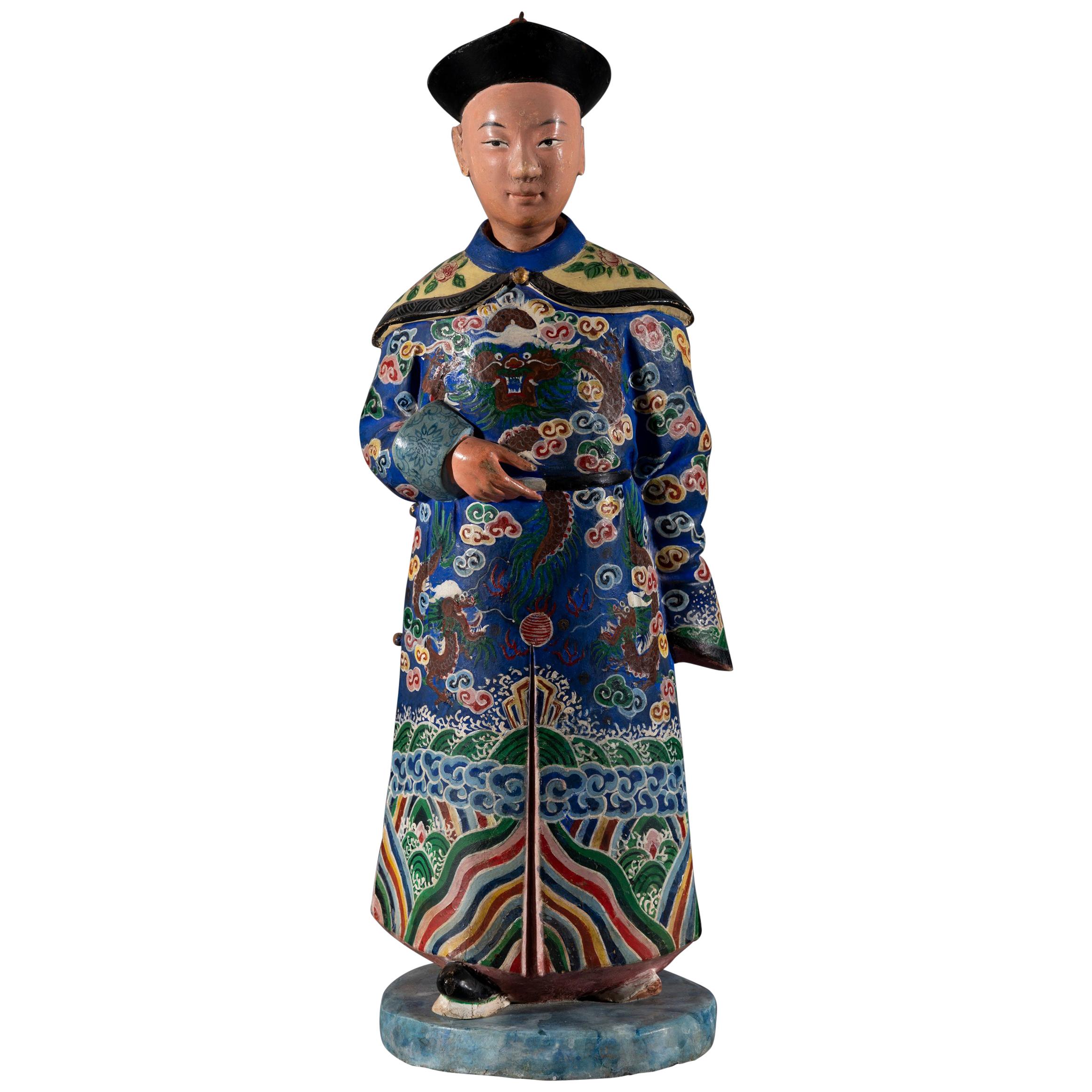Single Early 19th Century Hand Painted Chinese Nodding Figure For Sale
