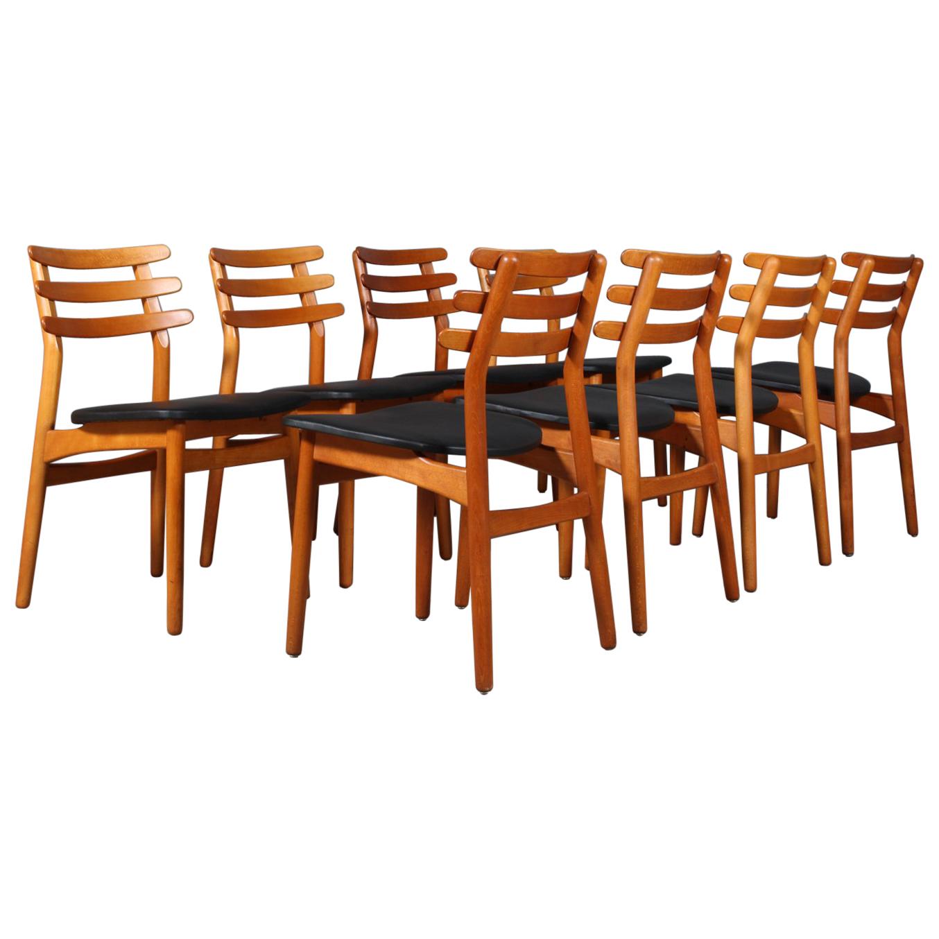 Set of Eight Danish Vintage Dining Chairs by Poul Volther for FDB, Model J48