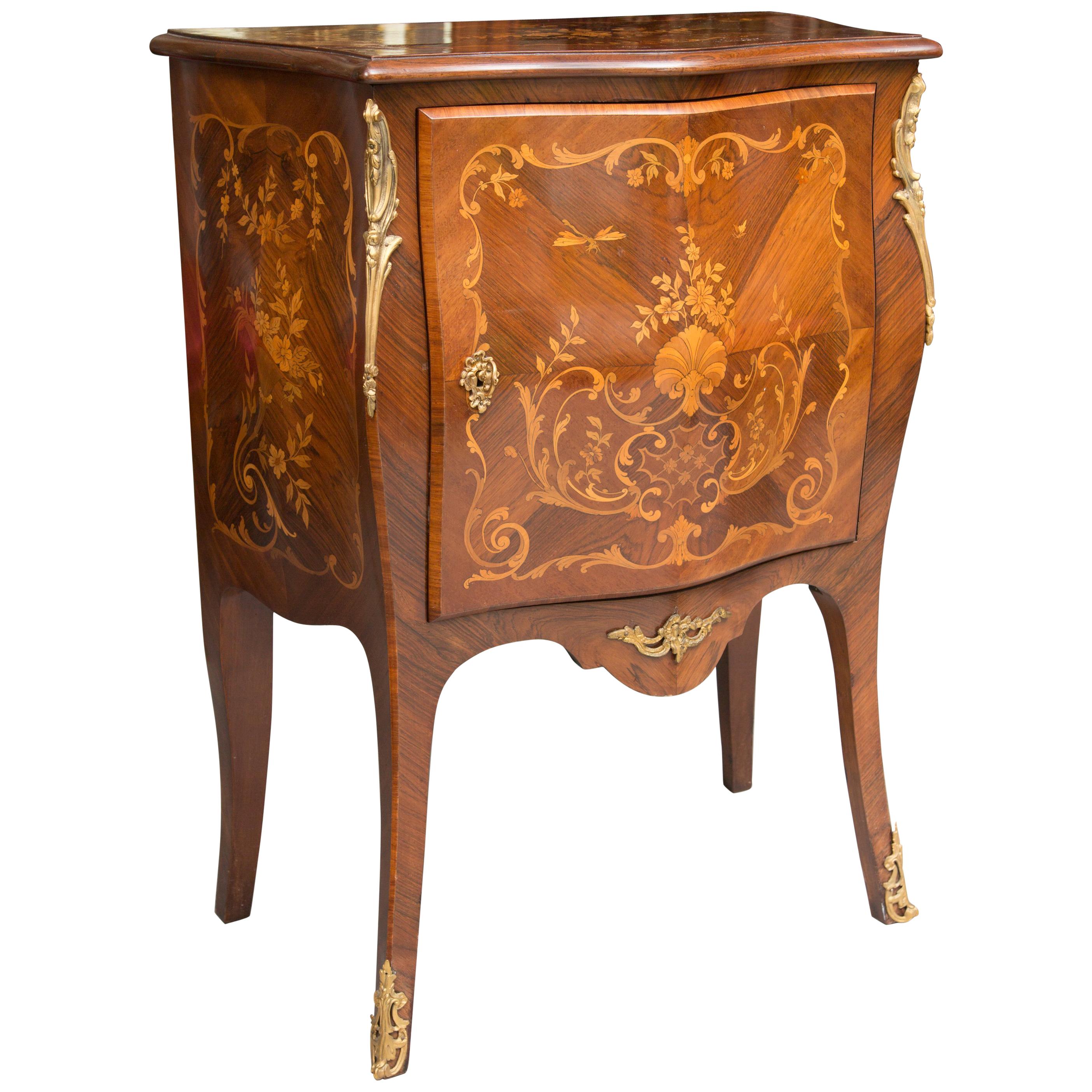 French Louis XV Marquetry Single-Door Cabinet