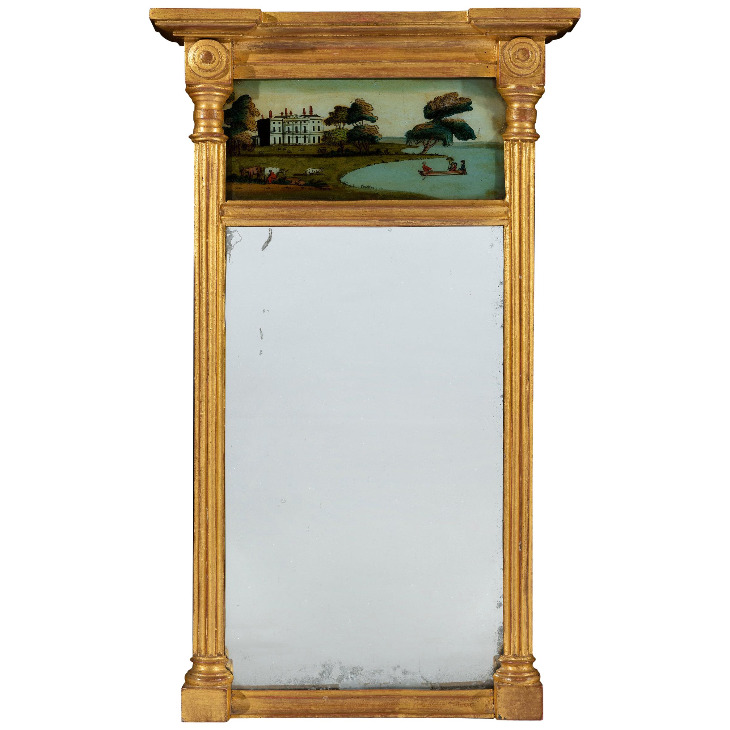 Small Regency Period Early 19th Century Eglomisé Pier Mirror