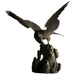 Antique 19th Century Japanese Bronze Eagle Meiji Period