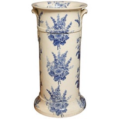 Antique English Blue and White Umbrella Stand