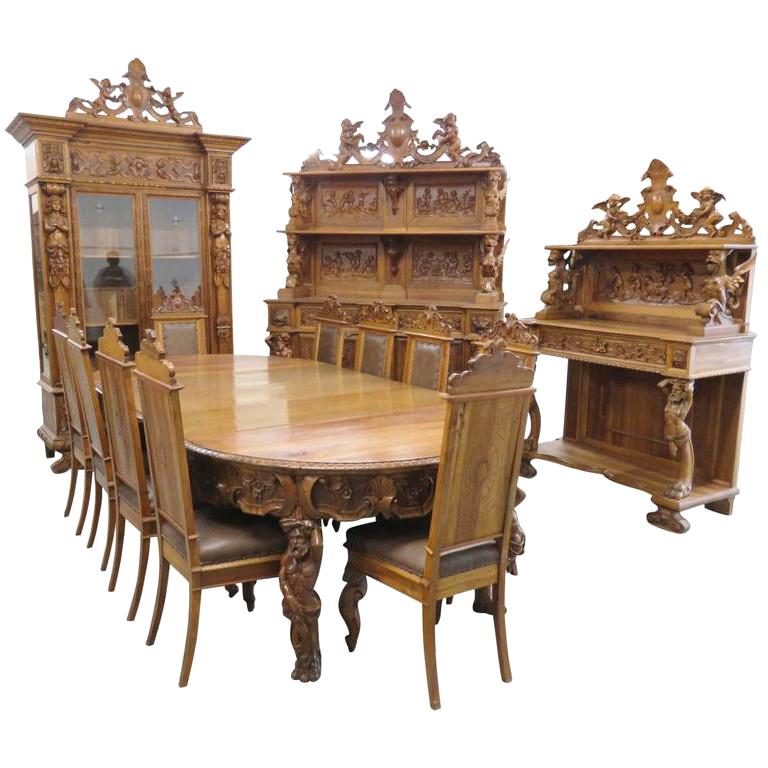 19th Century Renaissance Style Dining Room Set Attr Luigi Frulini