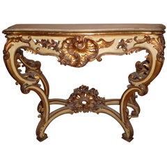 20th Century Italy 1910 Regence Console, with Patina and 24-Karat Gold Acce