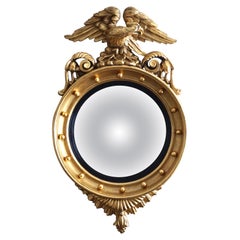 Antique Regency Giltwood Bullseye Mirror with Eagle Cresting Early 19th Century