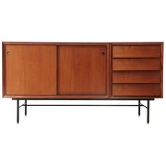 Italian Midcentury Sideboard with Glass Top, 1960s