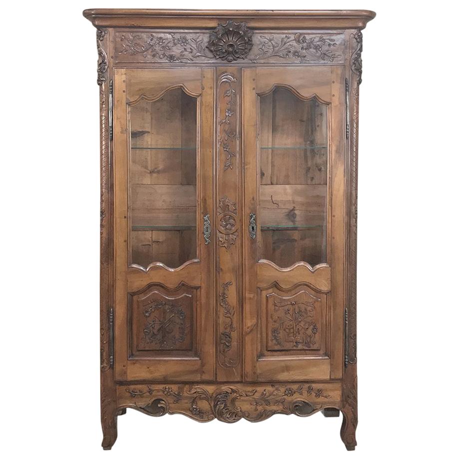 19th Century Country French Provincial Fruitwood Vitrine, Bookcase