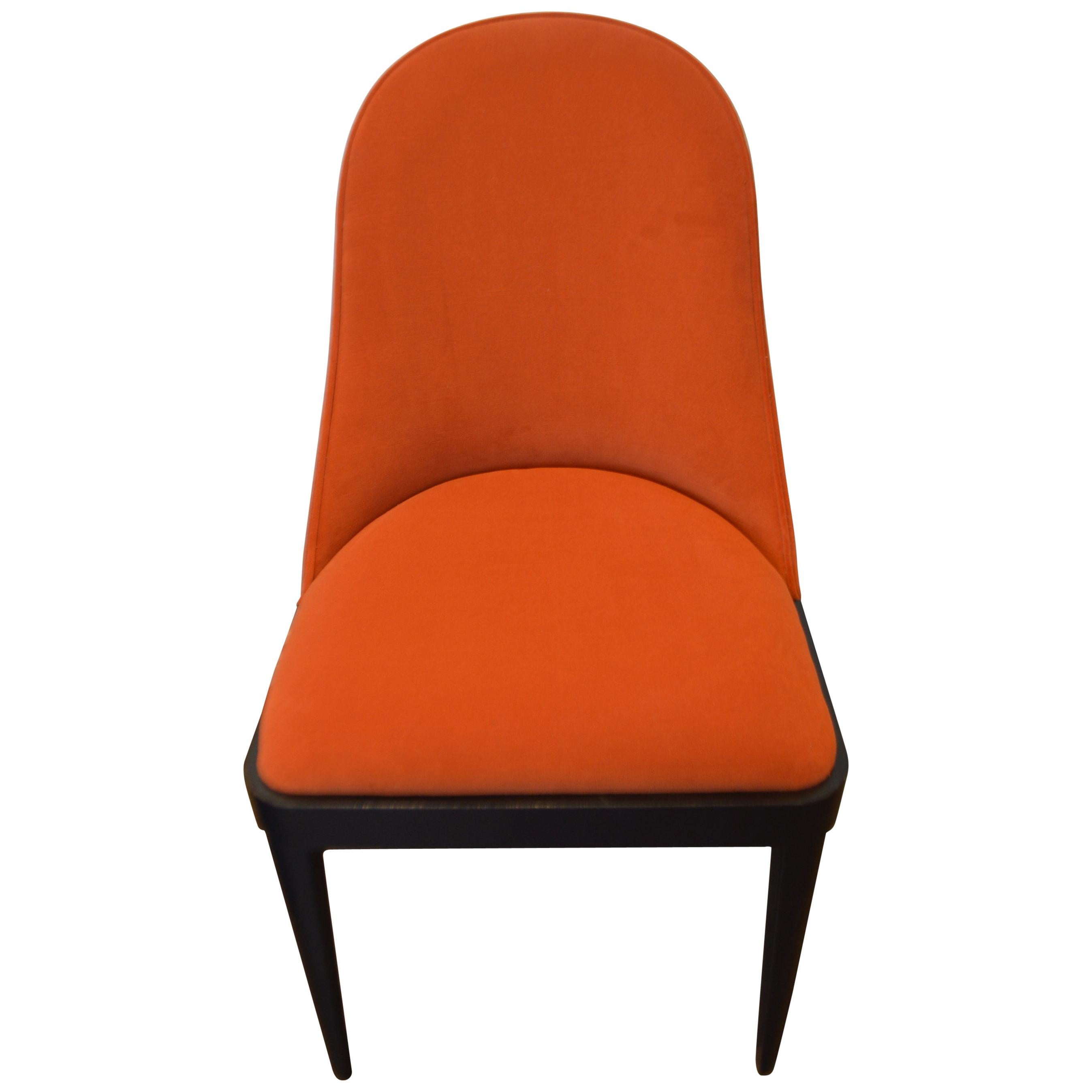 Modern Rounded Back Dining Chair for Custom Order, Showing in a Pumpkin Velvet For Sale