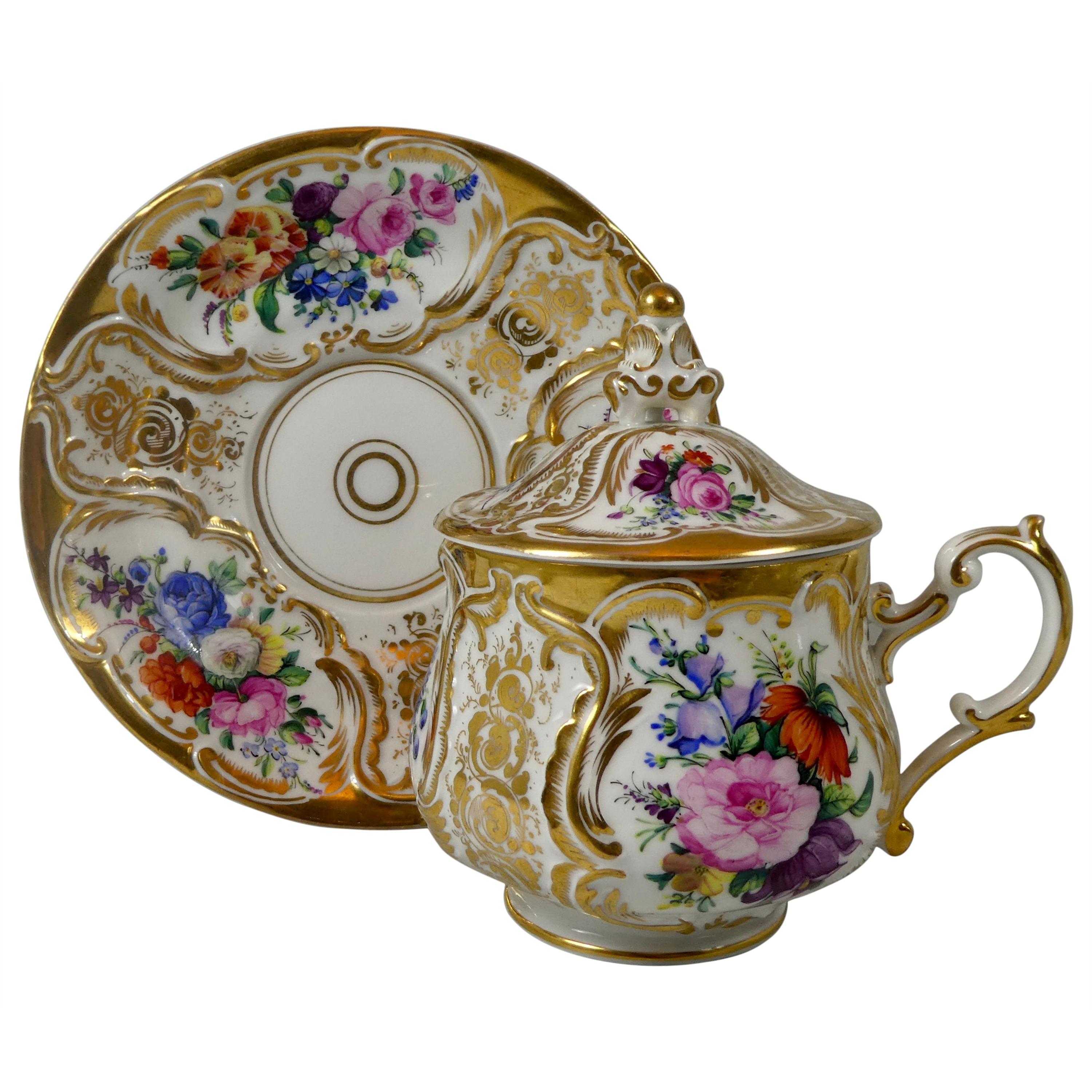 KPM Berlin Porcelain Chocolate Cup, Cover and Stand, circa 1860