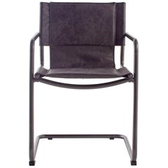 Leather and Steel Sling Dining Chair