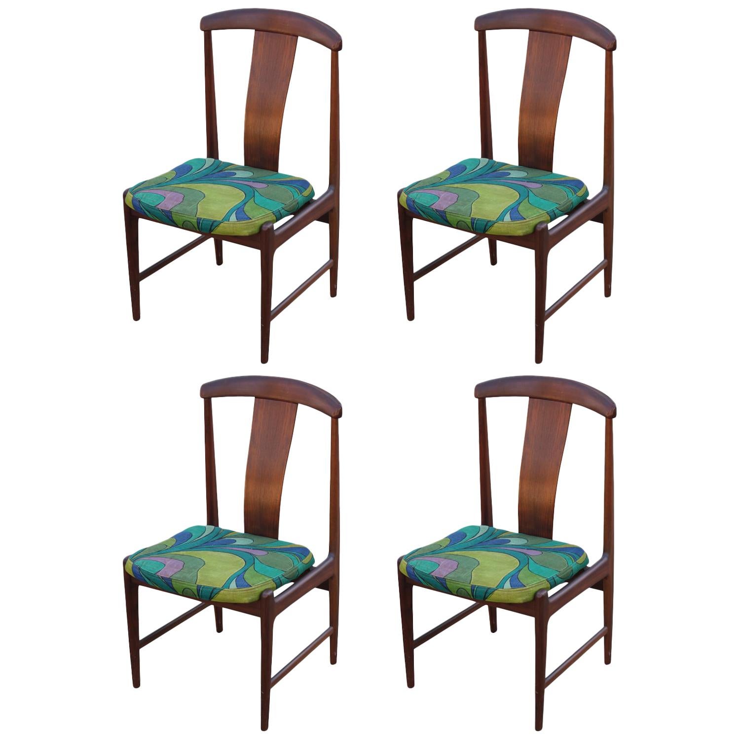 Set of Four Teak Mid-Century Modern DUX Dining Chairs by Folke Ohlsson COM