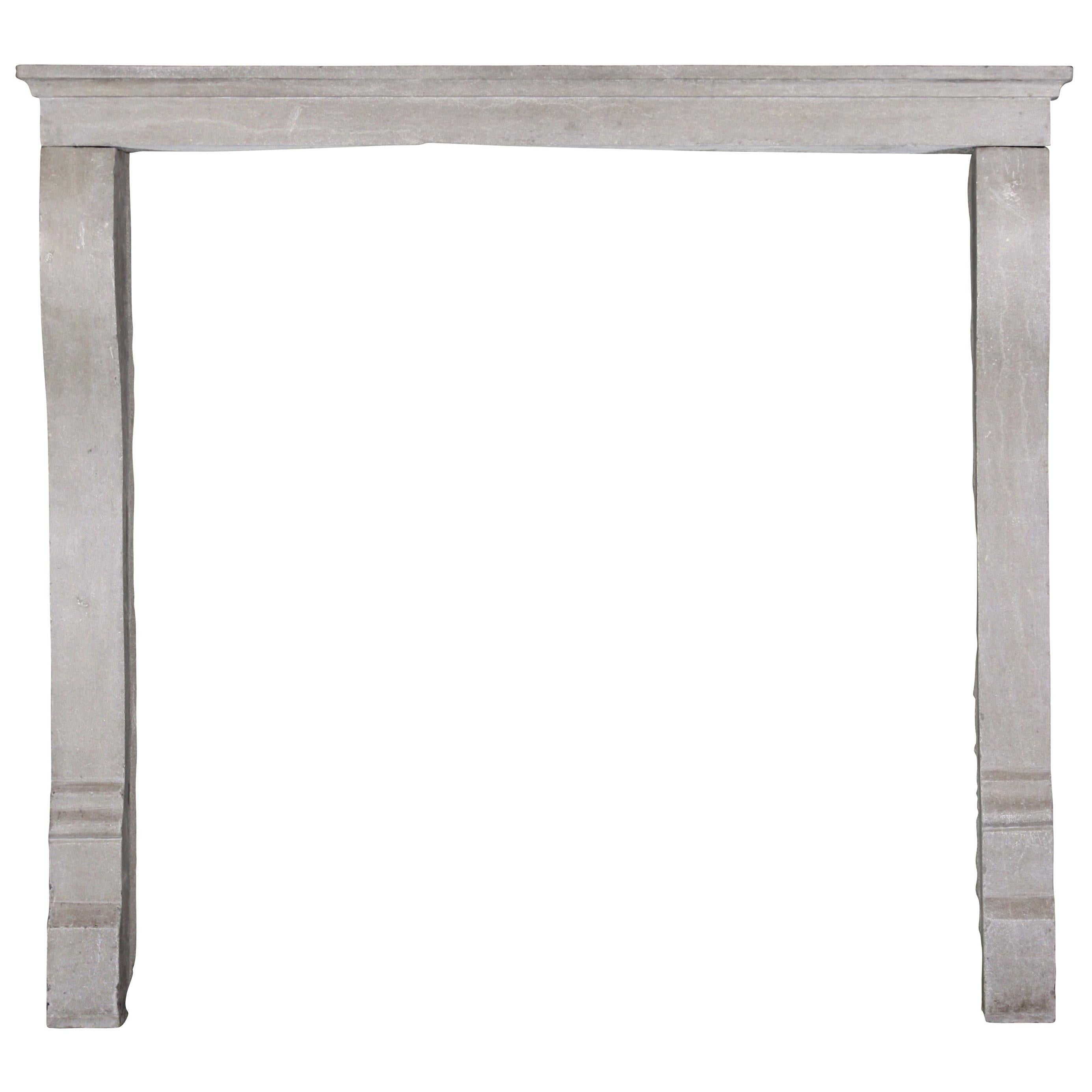 Fine Small French Antique Fireplace Surround in Beige Buxy Limestone