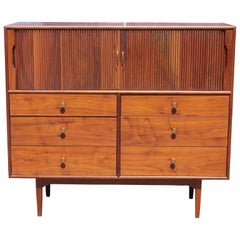 Vintage Walnut Tambour Door Gentleman's Chest or Dresser by Kipp Stewart for Drexel