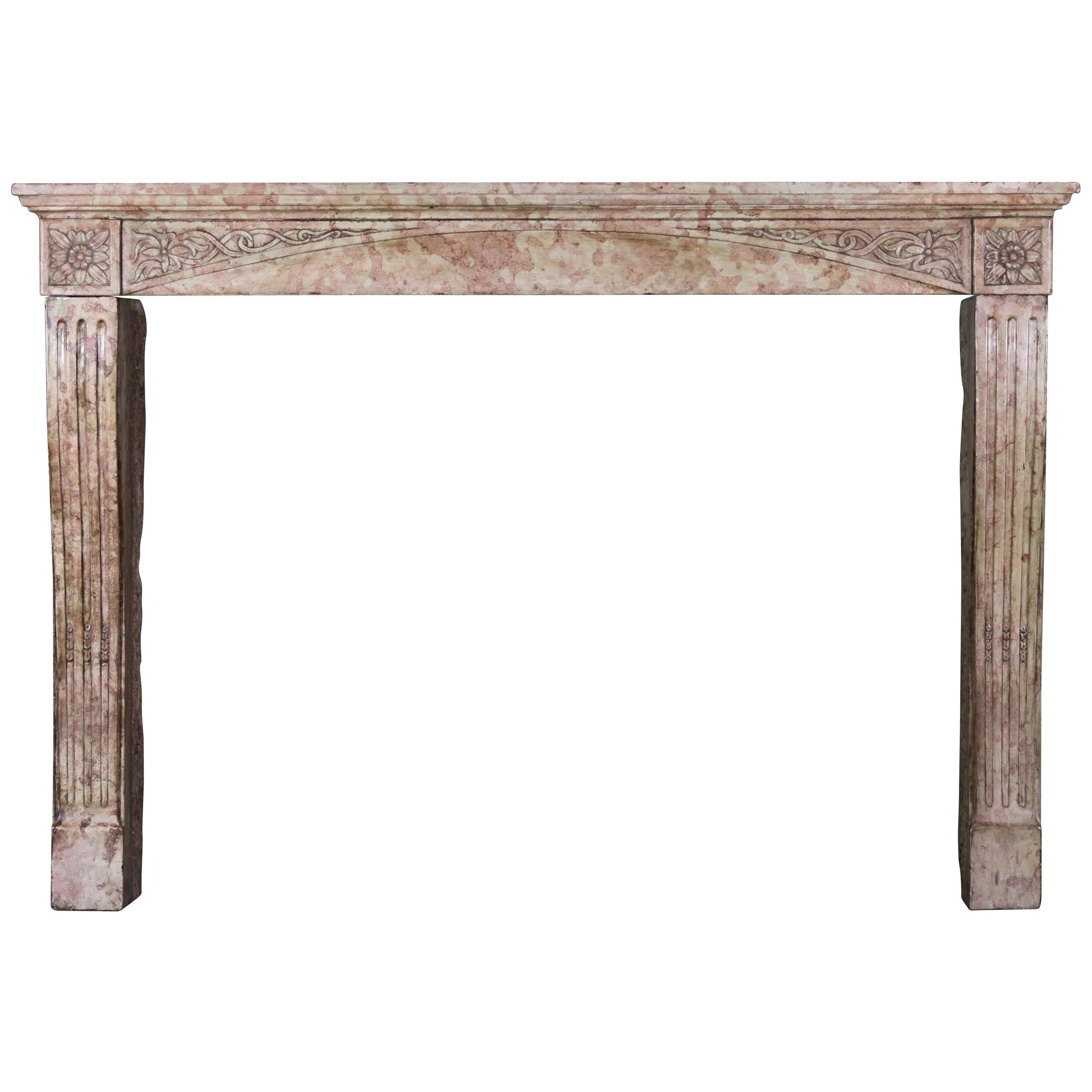 Late 19th Century French Antique Fireplace Surround in Marble Stone For Sale