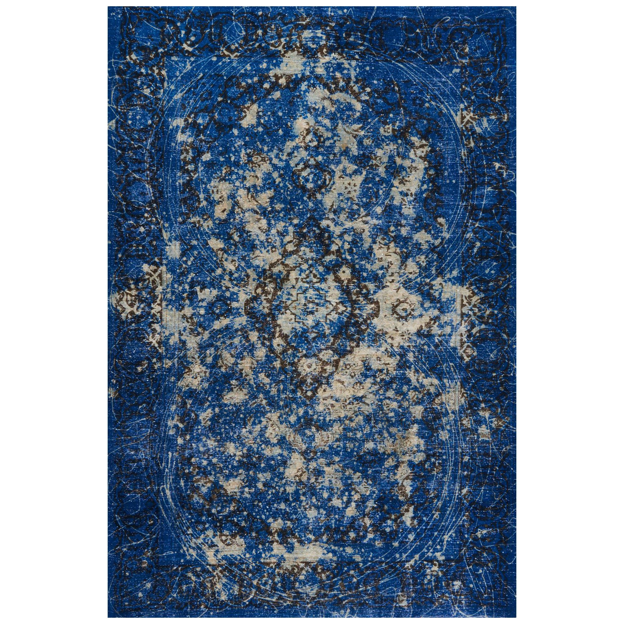 Schumacher Trifid Blue Area Rug in Hand Knotted Wool by Patterson Flynn For Sale