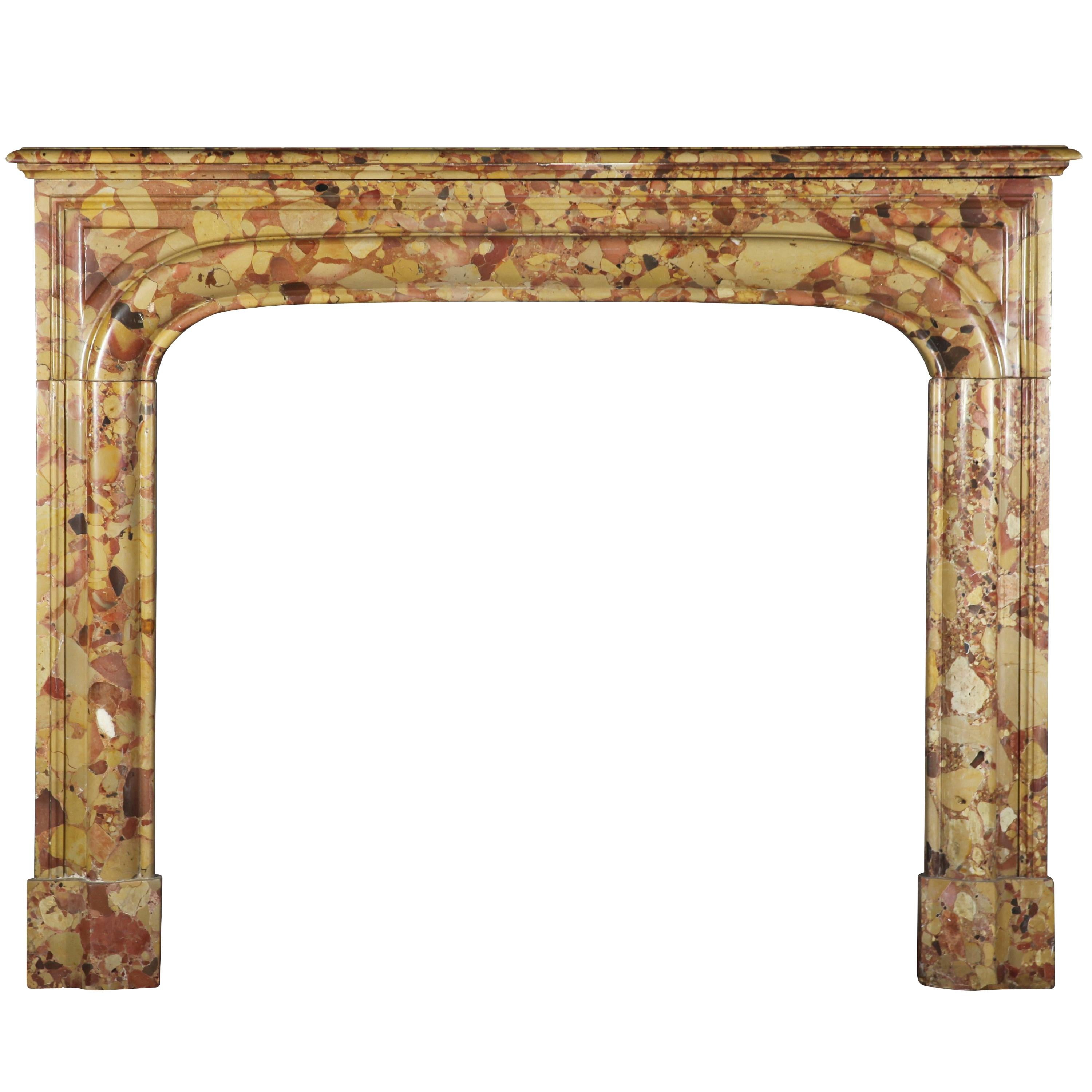 Classic French Antique Fireplace Surround in Royal Breche D'aleppo Marble