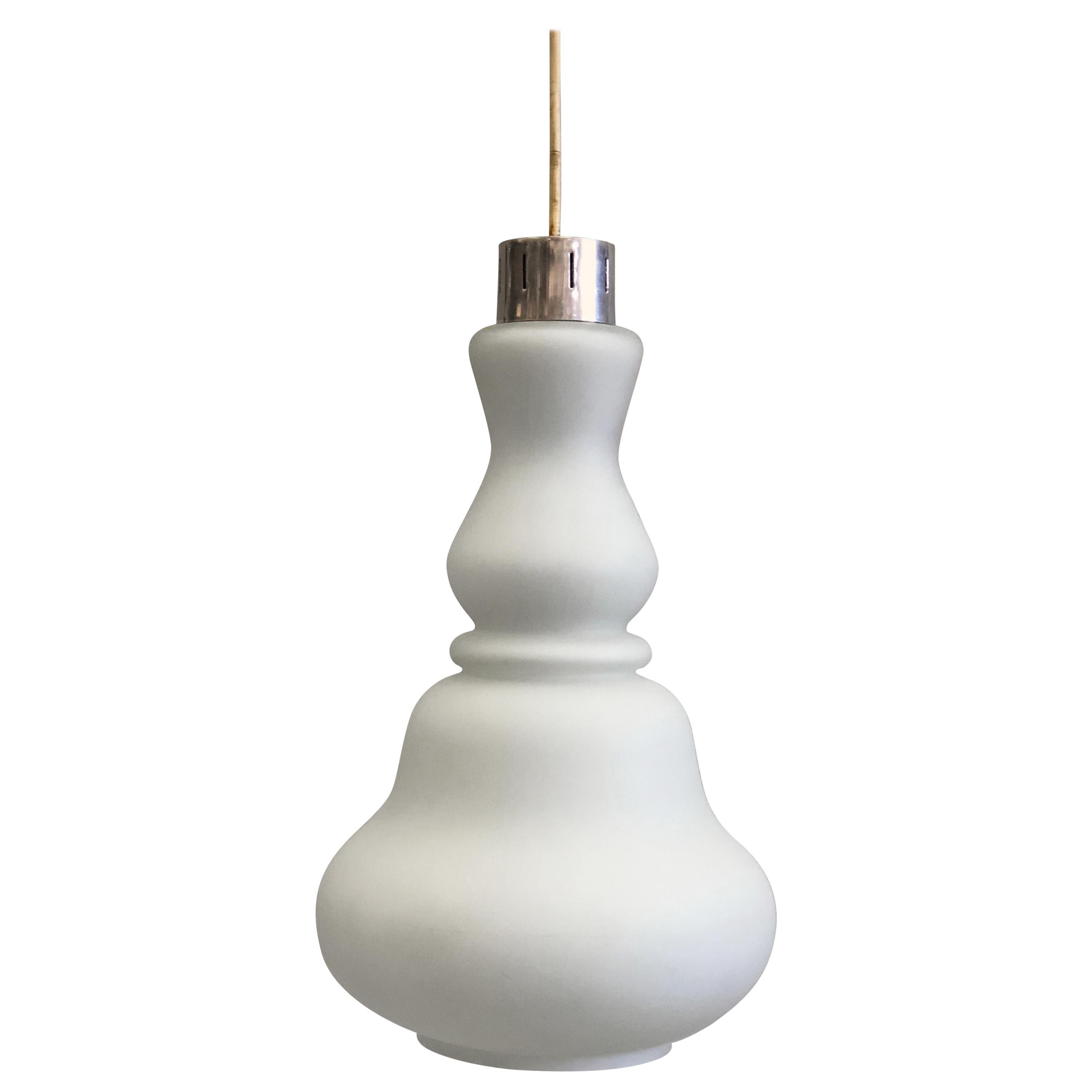 Italian Mid-Century White Murano Glass Pendant or Lantern by Stilnovo For Sale