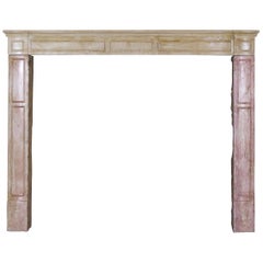 19th Century French Country Antique Fireplace Surround in Bicolor Lime Stone