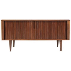 Mid-century Compact Tambour-Door Credenza by Barzilay