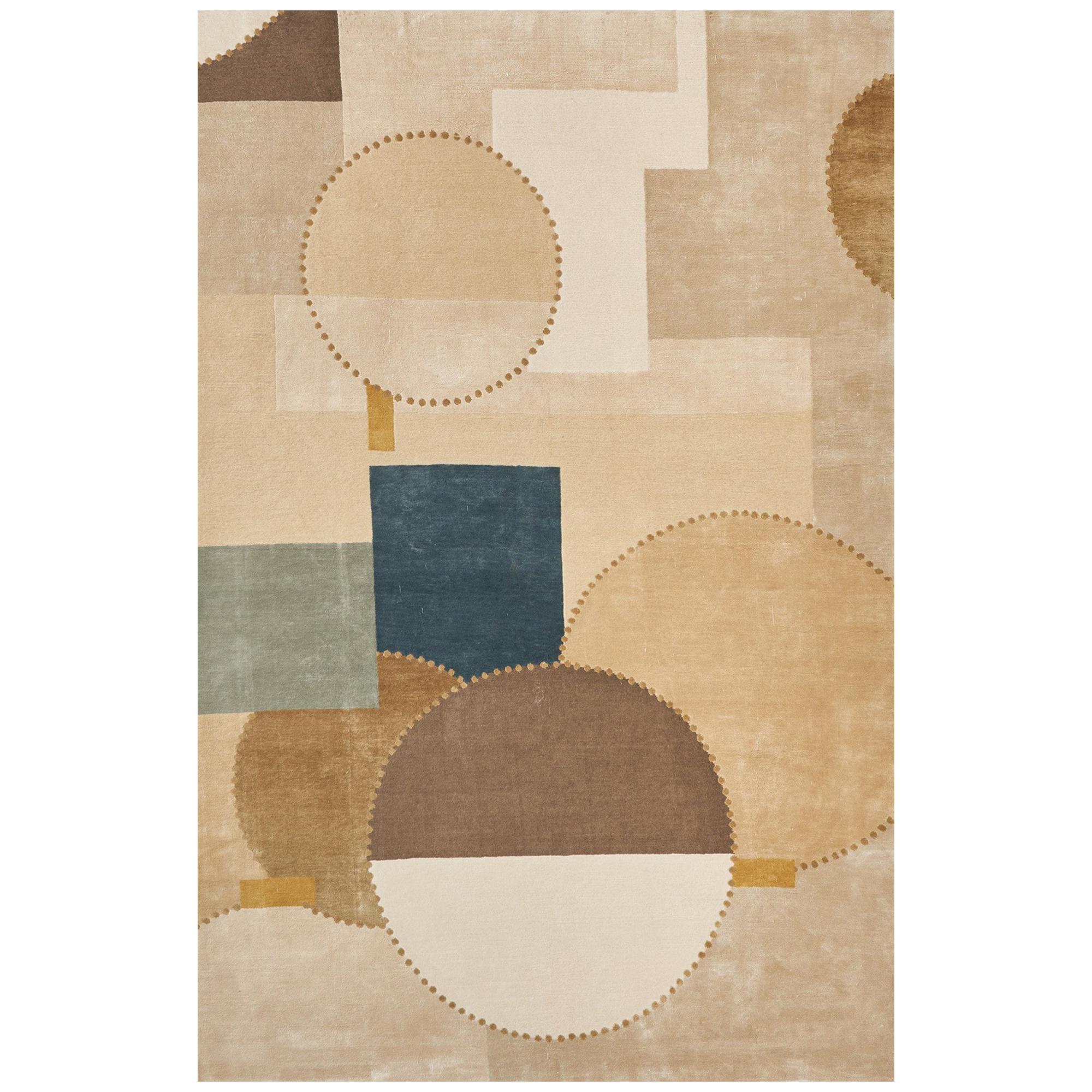 Schumacher Cotton Club Area Rug in Hand Knoted Wool & Silk by Patterson Flynn Ma