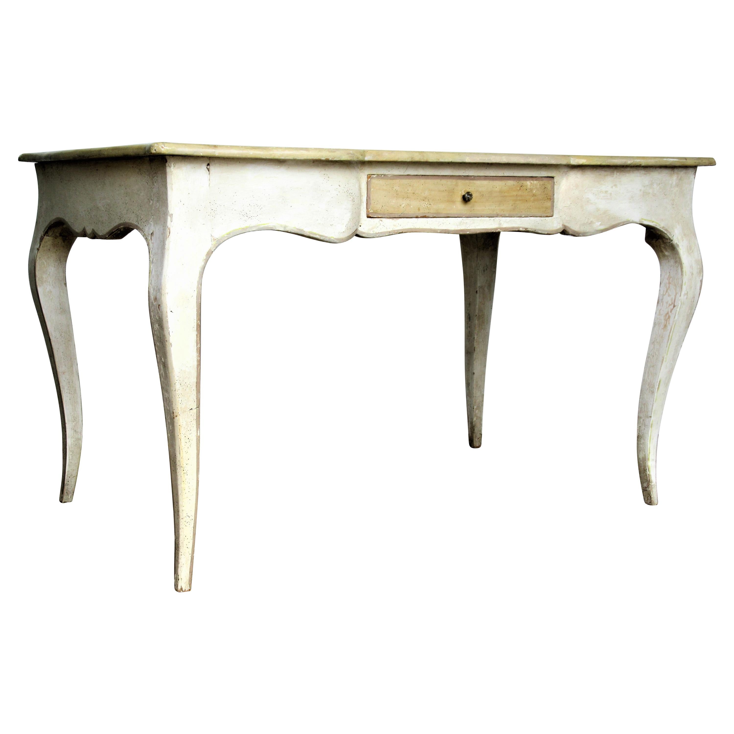  Old Painted & Faux Marbleized Louis XV Style Desk 