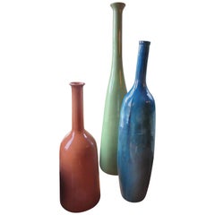 Three-Large Midcentury Art Pottery Vases in the Style of Jacques Ruelland
