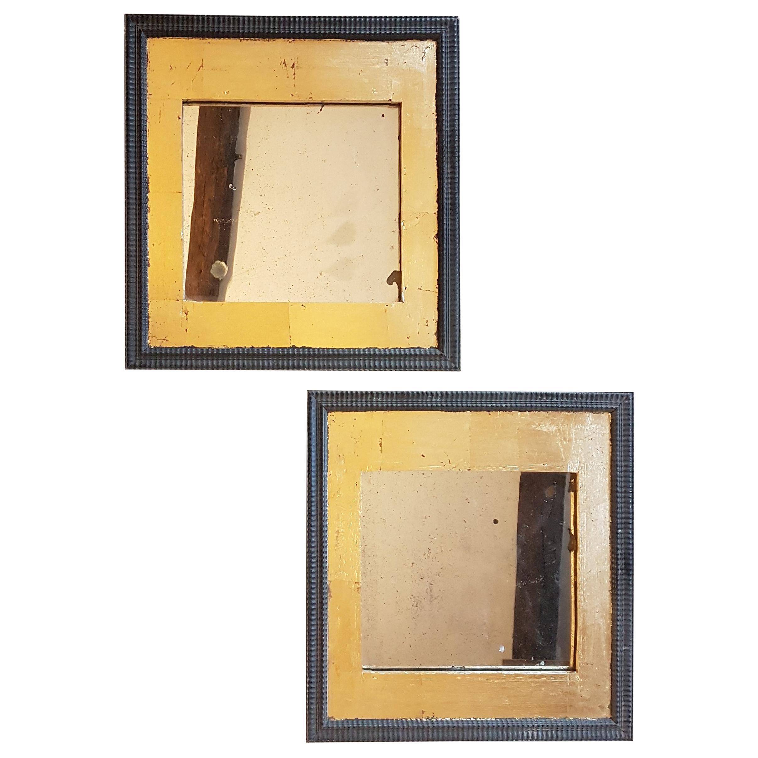 Pair of 19th Century Oak Frames with Gilt Decoration and Antique Mirrors For Sale