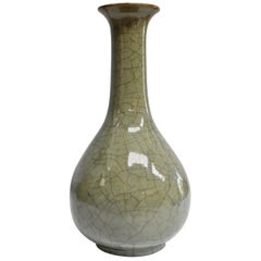 Large Korean Vase, Crackled Celadon Porcelain