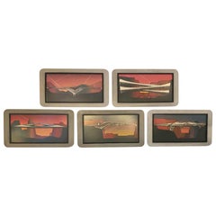 Paolo Soleri Series of Five Silkscreen Bridges