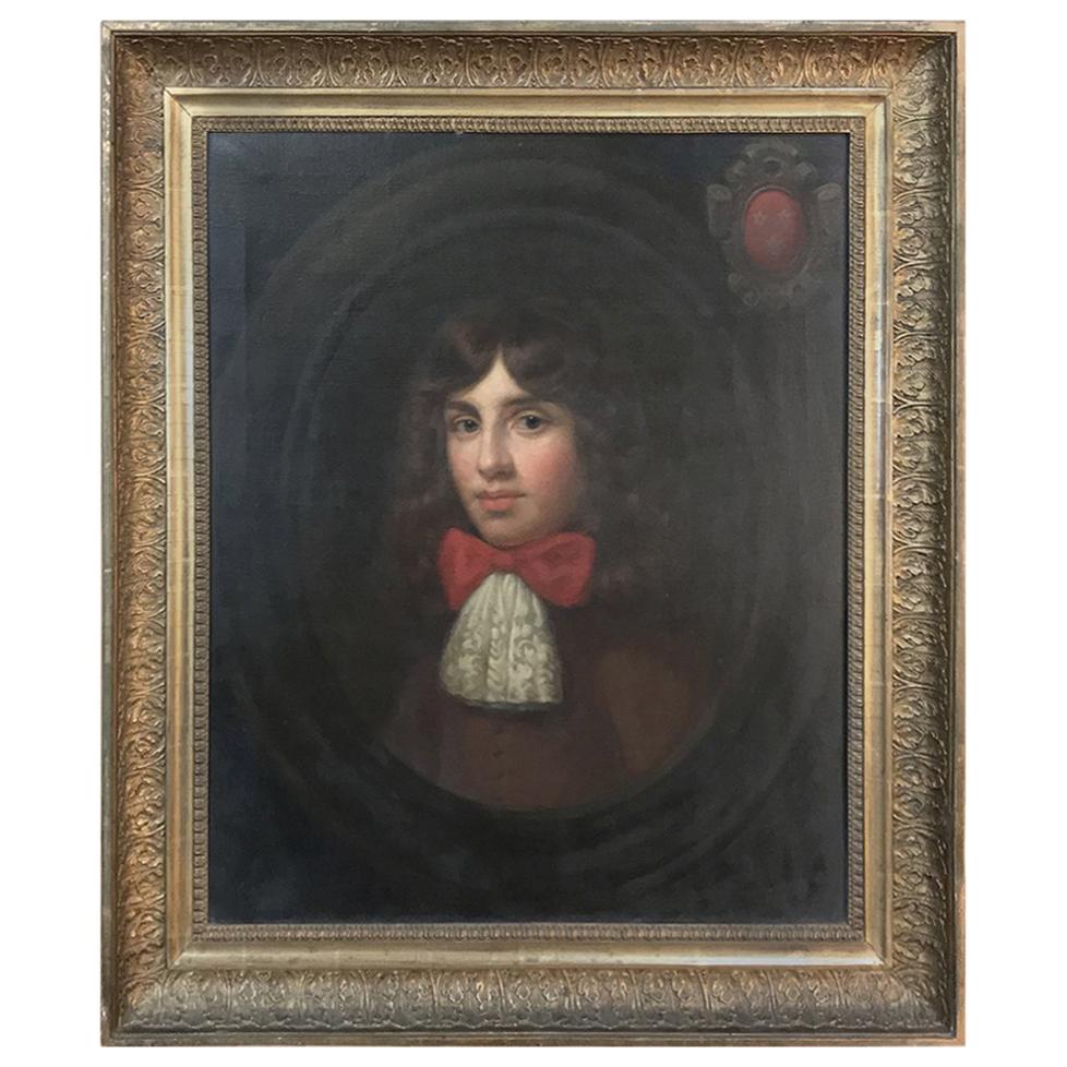 18th Century Framed Oil Portrait on Canvas