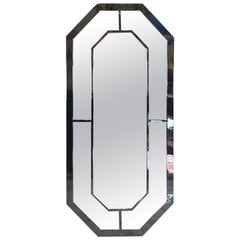 Milo Baughman Style Chrome Octagonal Mirror