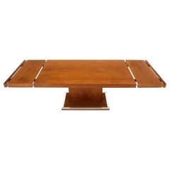 Walnut Single Pedestal Dinging Conference Table with Two Extension Boards