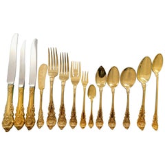 Sir Christopher Gold by Wallace Sterling Silver Flatware Set Vermeil 188 Pieces