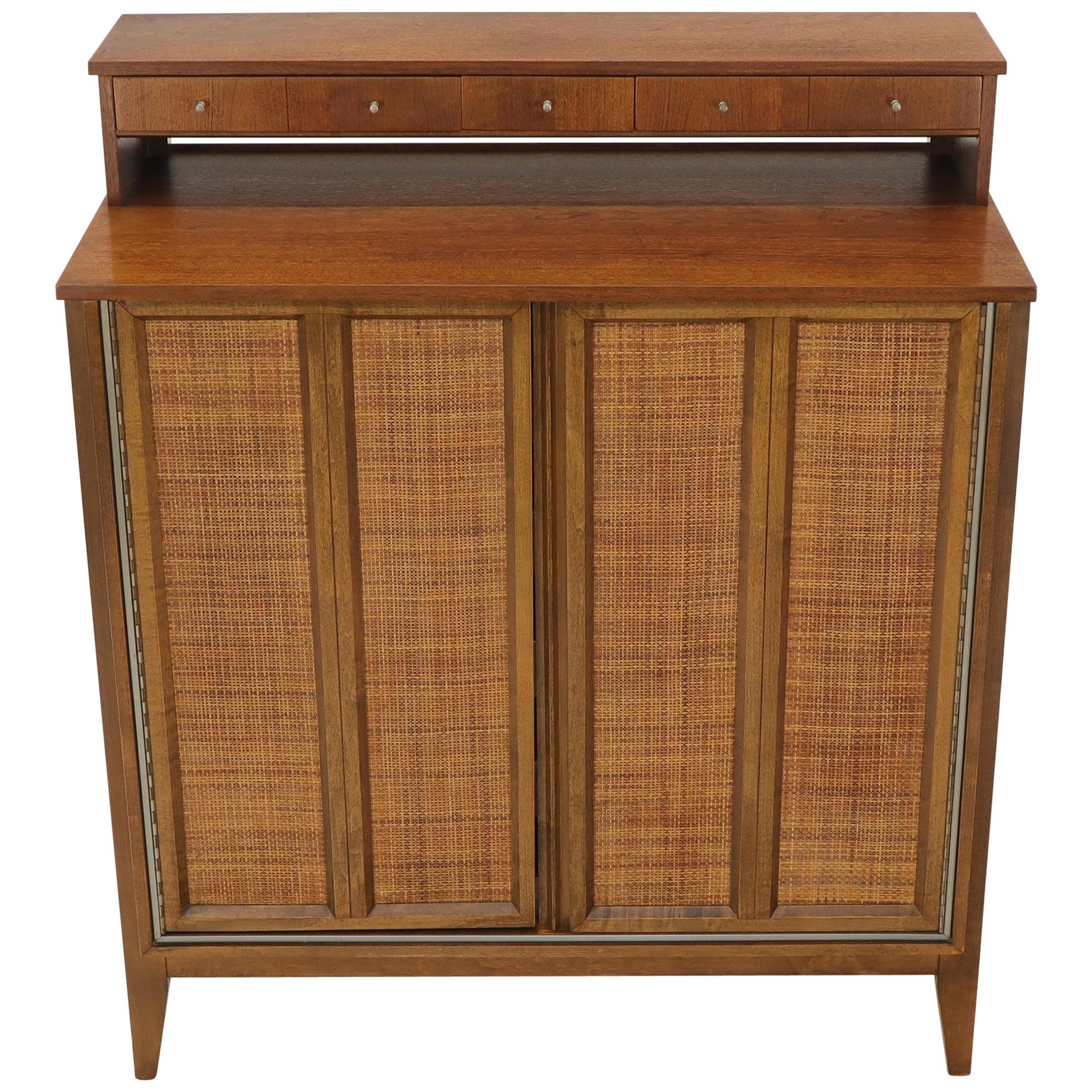 Mid-Century Modern High Chest Dresser with Separate Jewelry Compartment on Top For Sale