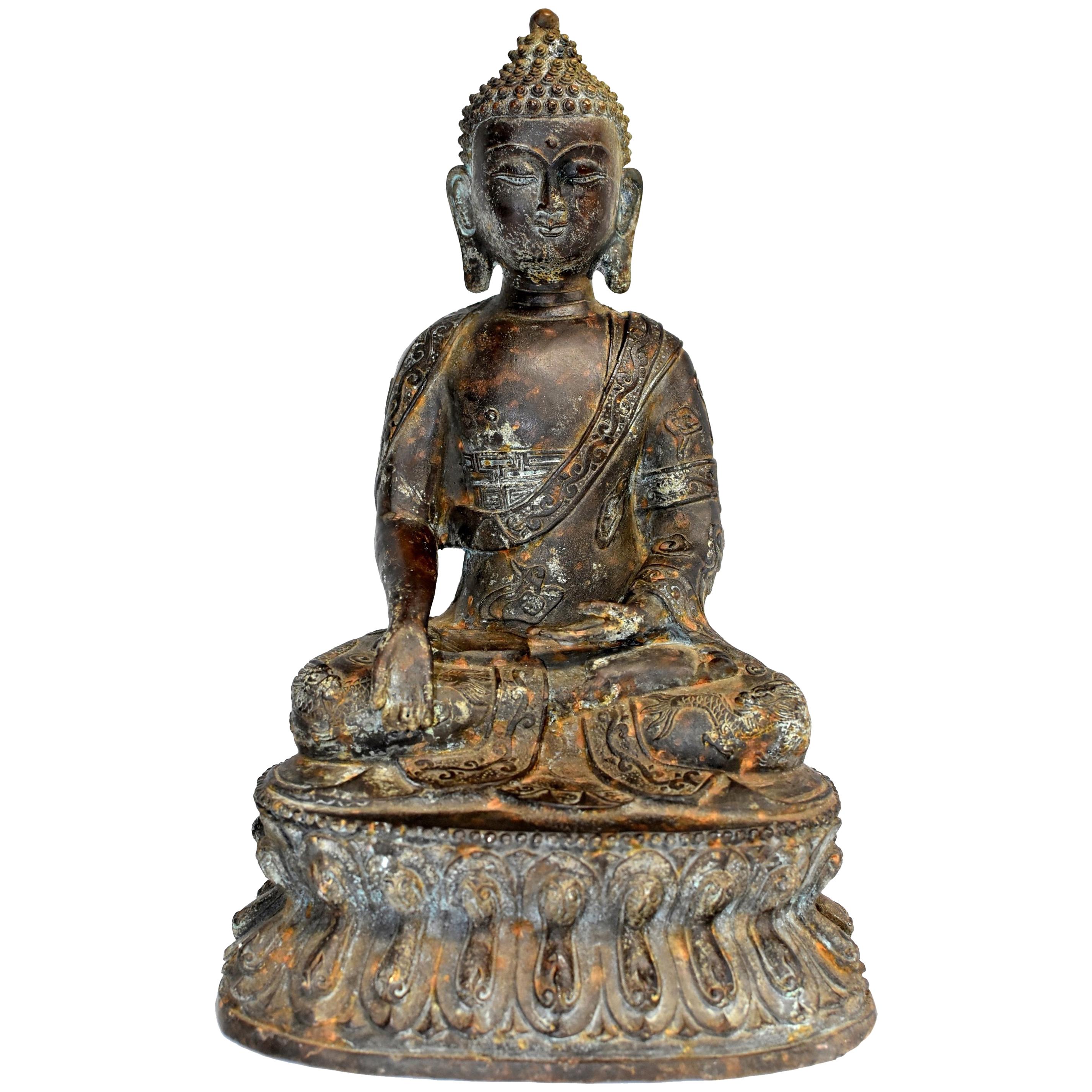 Antique Bronze Buddha, Charity and Compassion