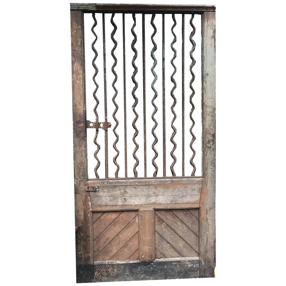 19th Century Rustic French Wood and Iron Door