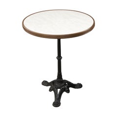 French Retro Cast-Iron, Cultured Marble, and Brass Bistro Table