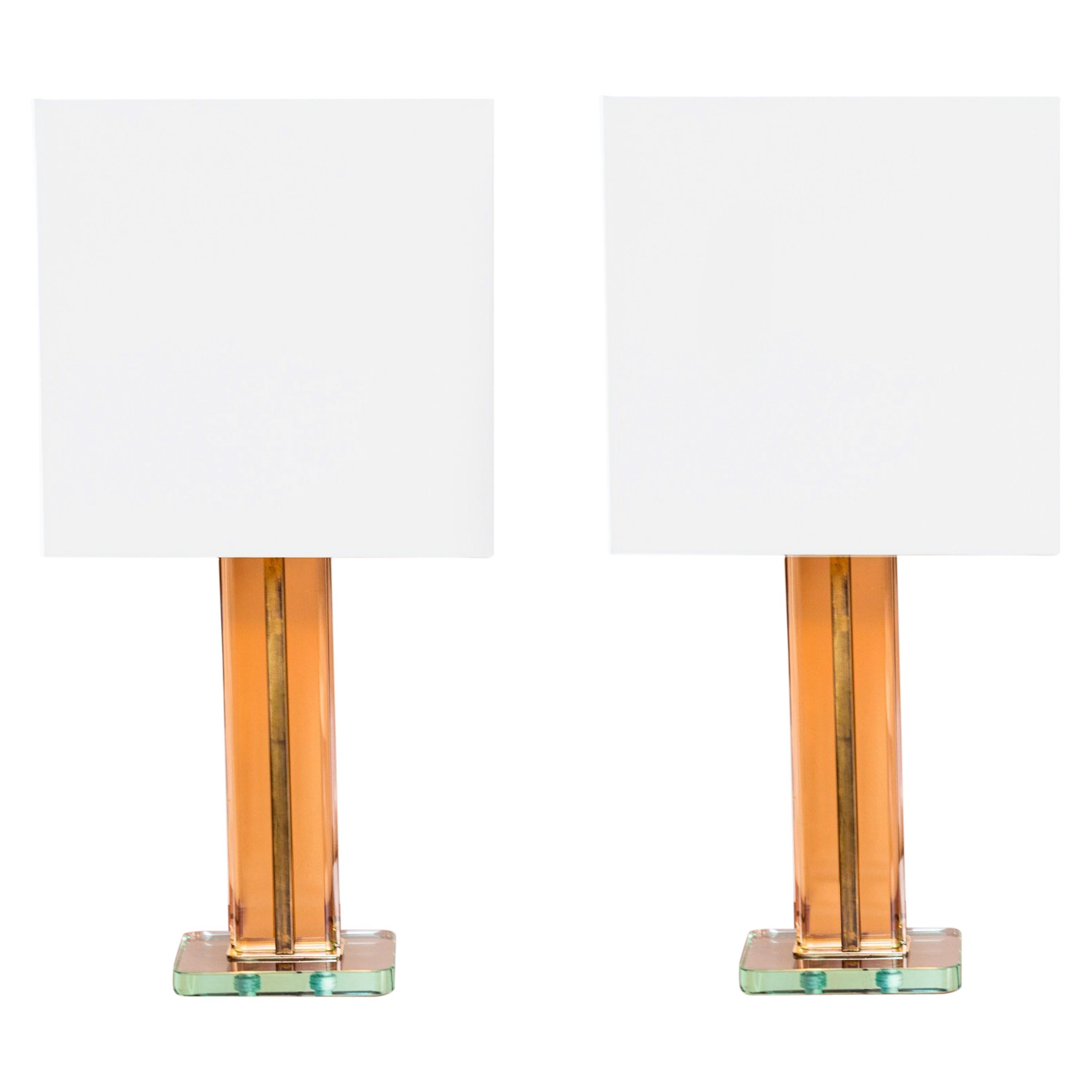 Pair of Fontana Arte Table Lamps, Italy, circa 1940 For Sale