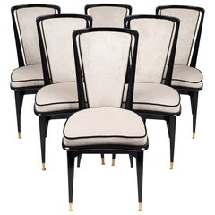 French Vintage Dining Chairs with Ebonized Wood Frames