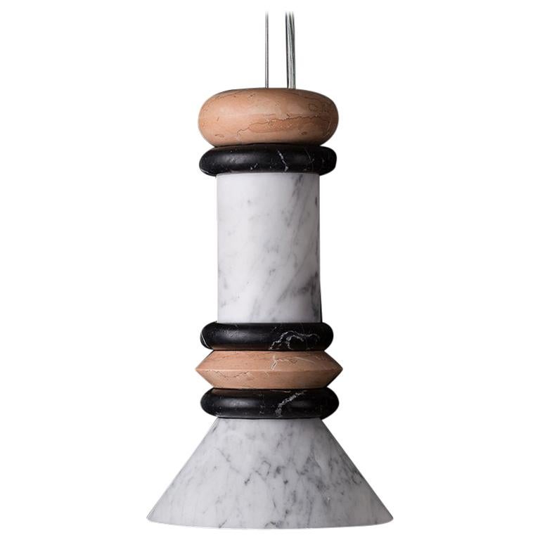 Marble Suspension Lamp "Totem" For Sale