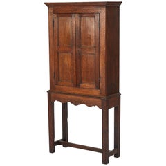 Antique Hall Cupboard in Oak on Stand