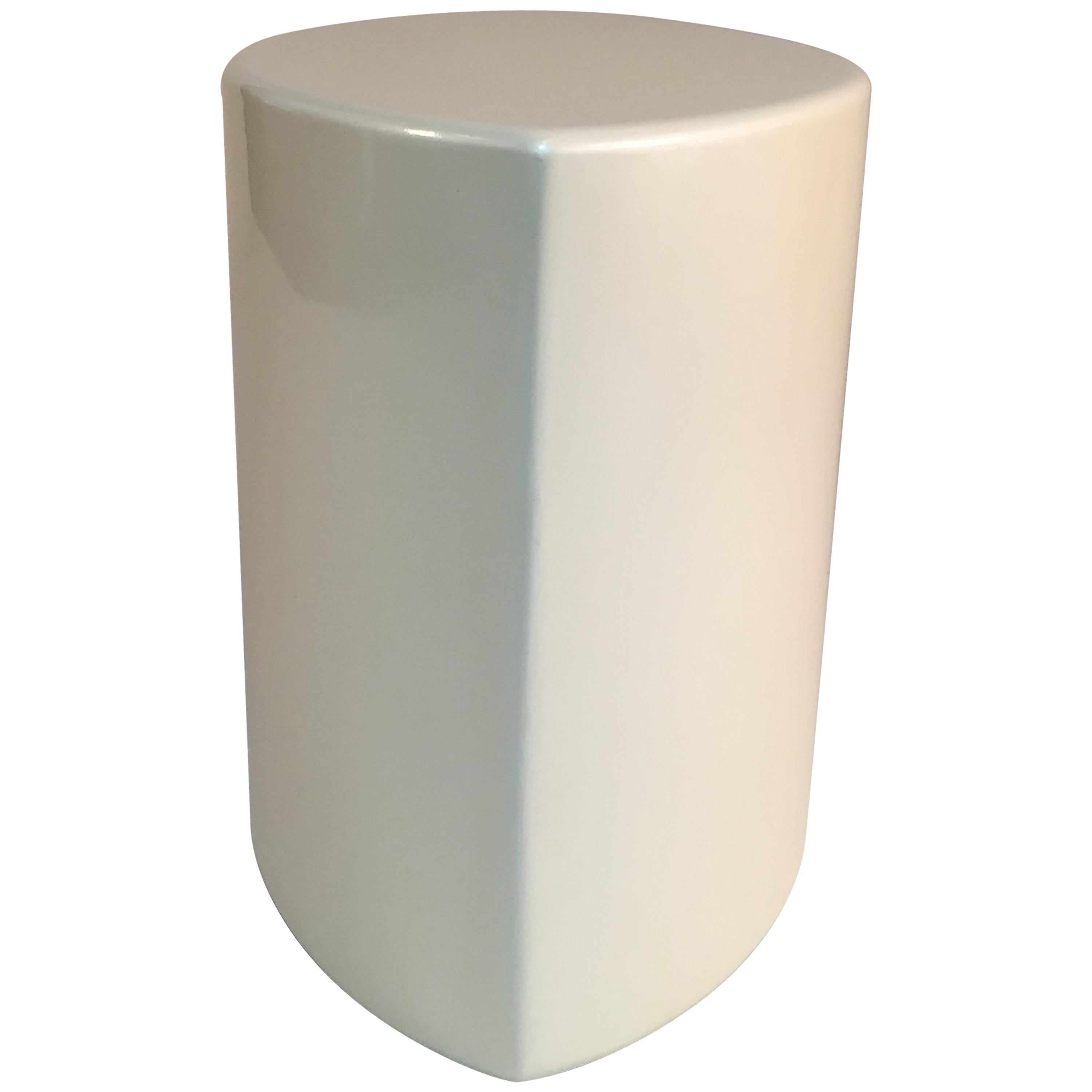 White Lacquer Pearlescent Gloss Side Table or Seat For Sale