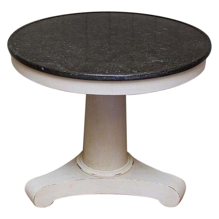 Painted Circular Granite Top Pedestal Table For Sale