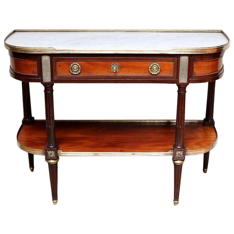 Mahogany Marble Top Console Table For Sale