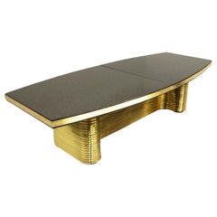 Used Custom Dining or Conference Table by Ed Moore, Brass and Charcoal Granite