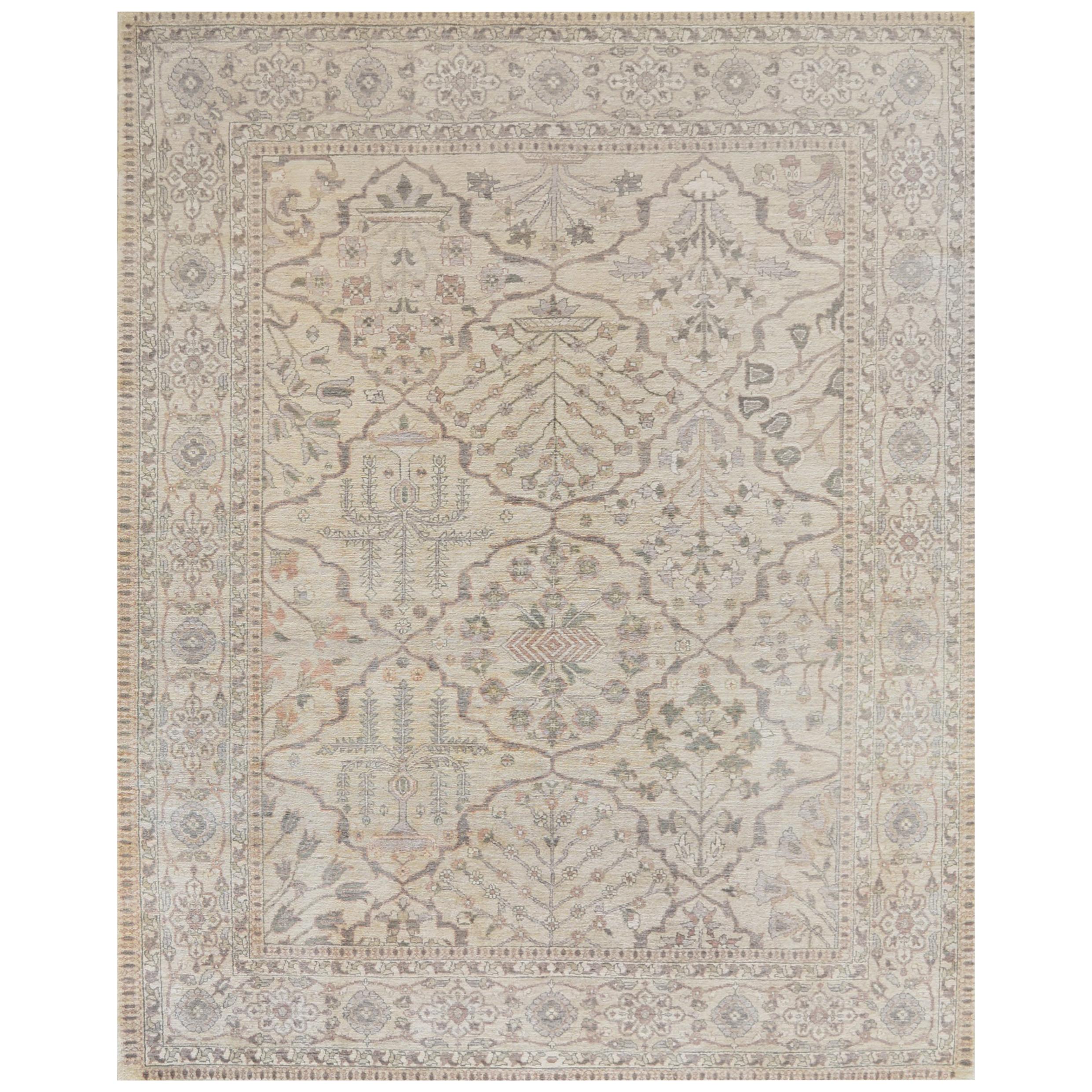 Transitional Handwoven Agra Rug For Sale
