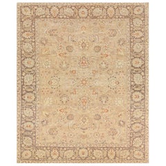 Tapis contemporain en laine tissé à la main, jaune, à motifs floraux, inspiré de Tabriz